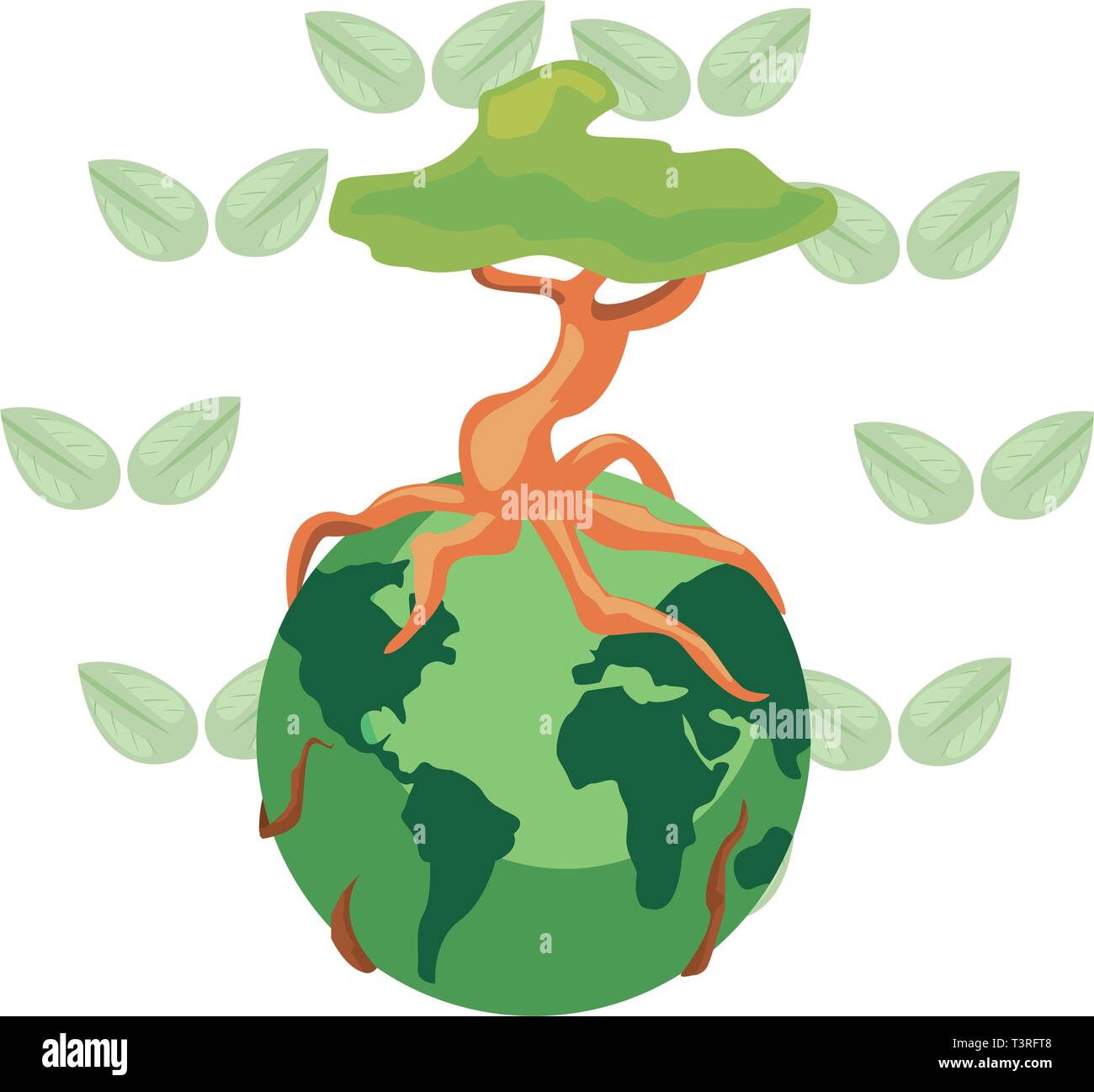 world with tree root happy earth day vector illustration Stock Vector ...