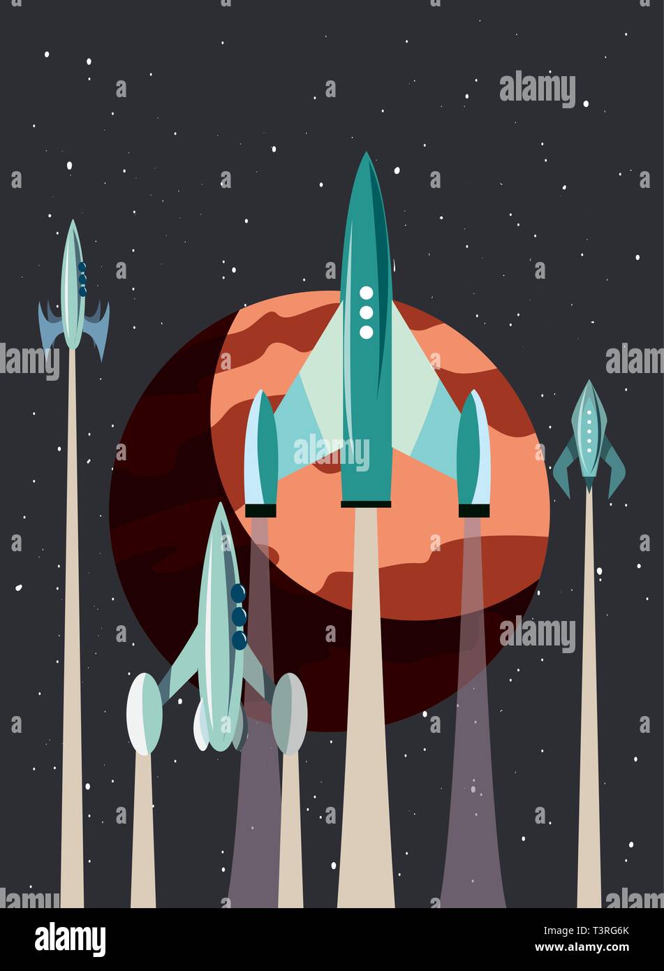rockets planets space exploration vector illustration design Stock ...