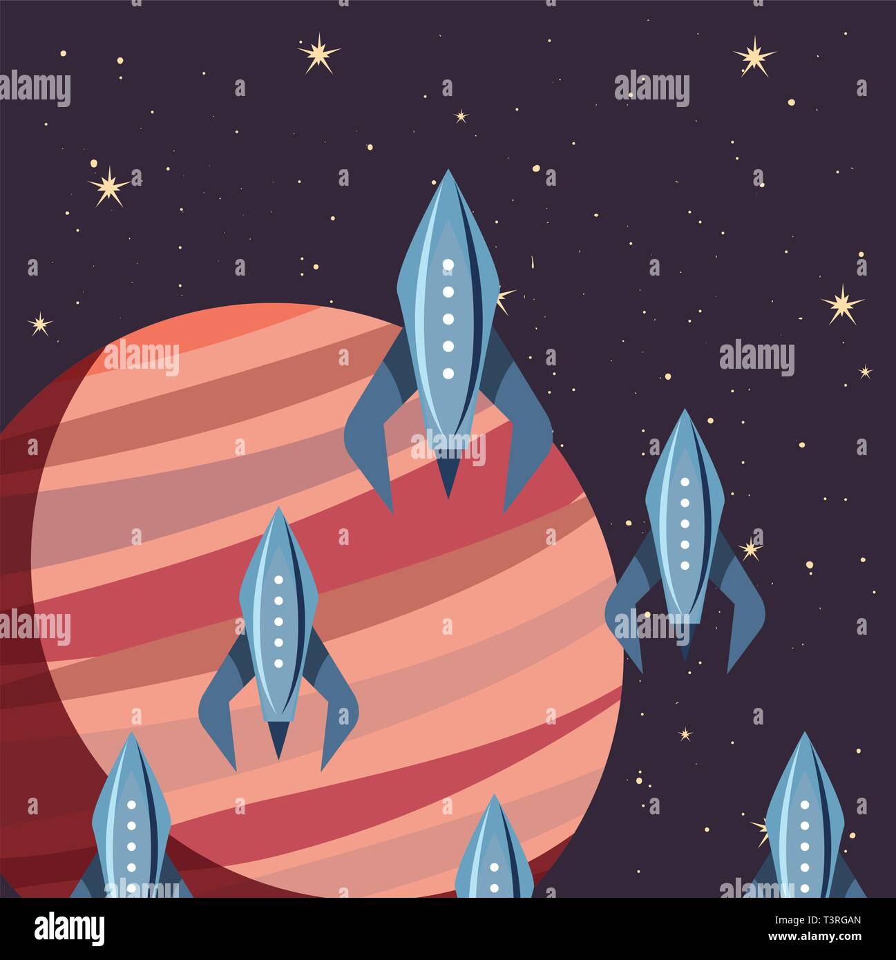 launching rocket spaceships mission vector illustration design Stock ...