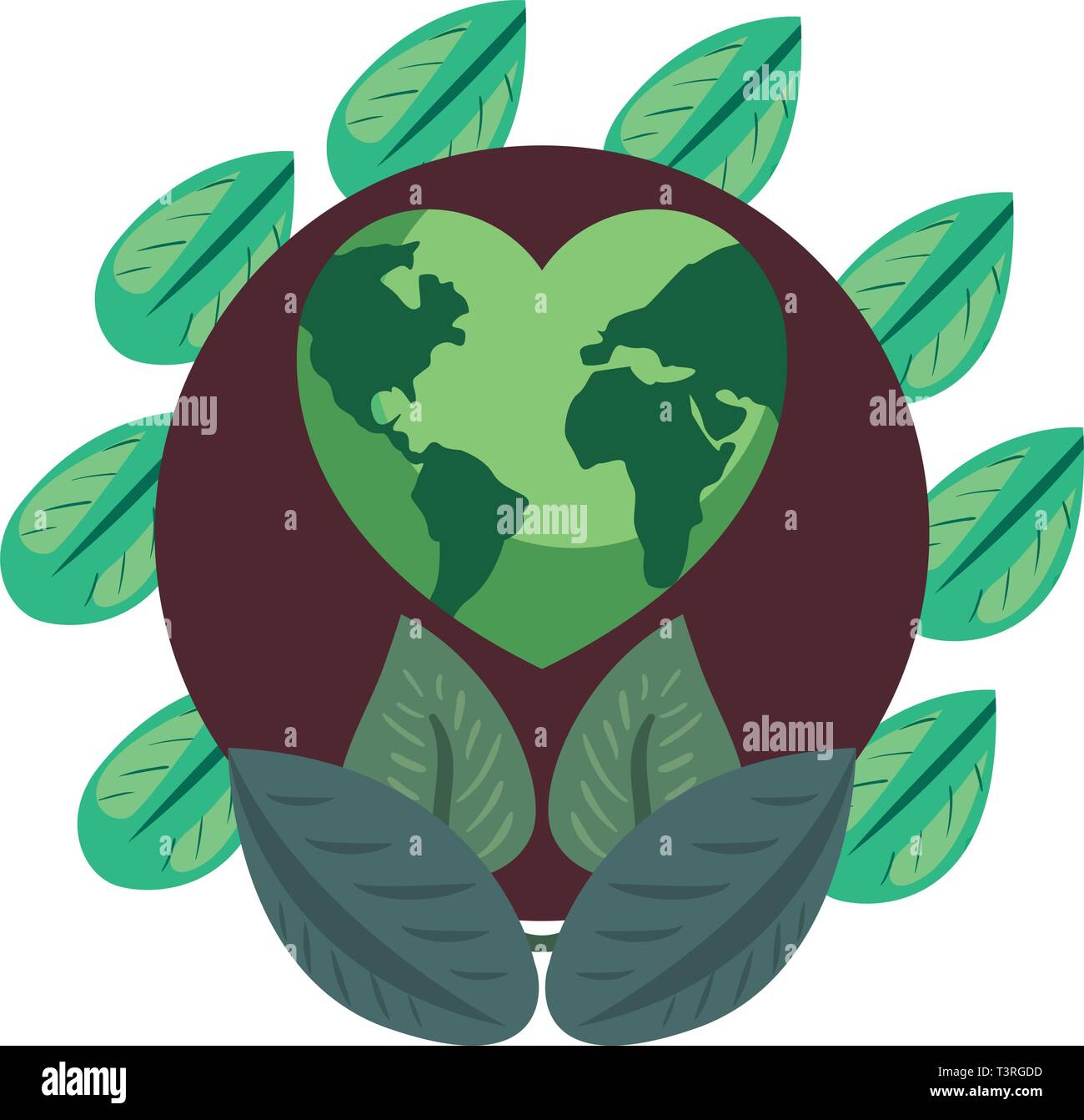 world shaped heart green happy earth day vector illustration Stock ...