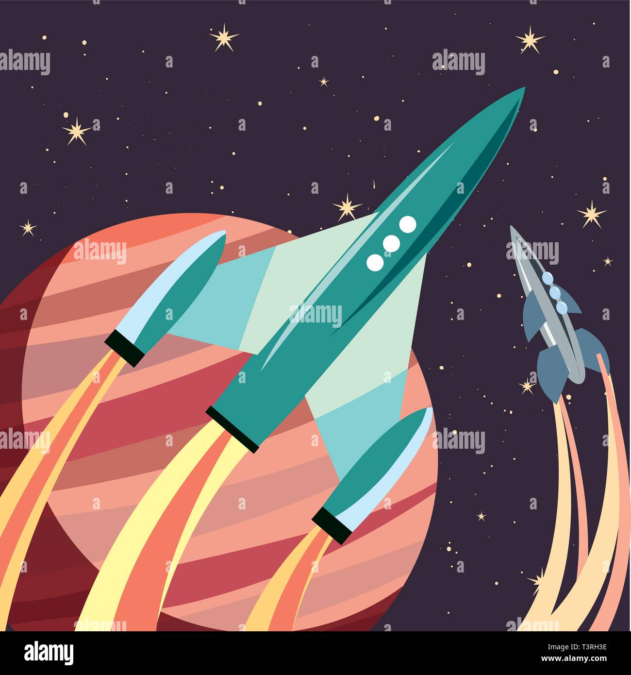 rockets planets space exploration vector illustration design Stock ...