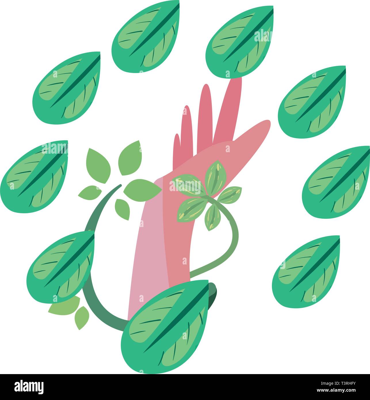 hman hand branch earth day vector illustration Stock Vector Image & Art ...