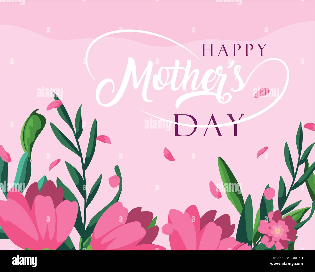 happy mother day card with flowers decoration vector illustration ...