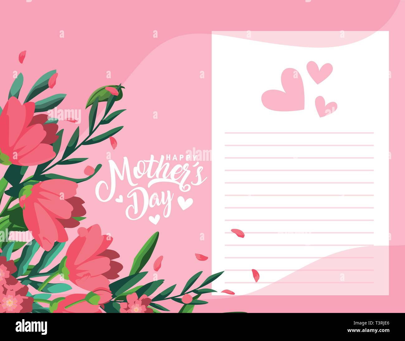 happy mother day card with flowers decoration vector illustration ...