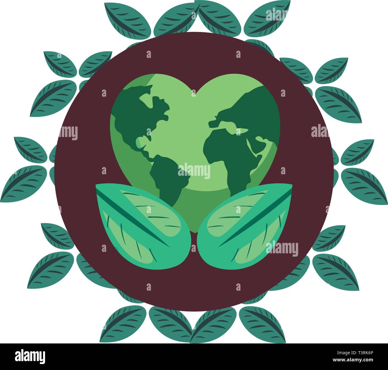 world shaped heart green happy earth day vector illustration Stock ...