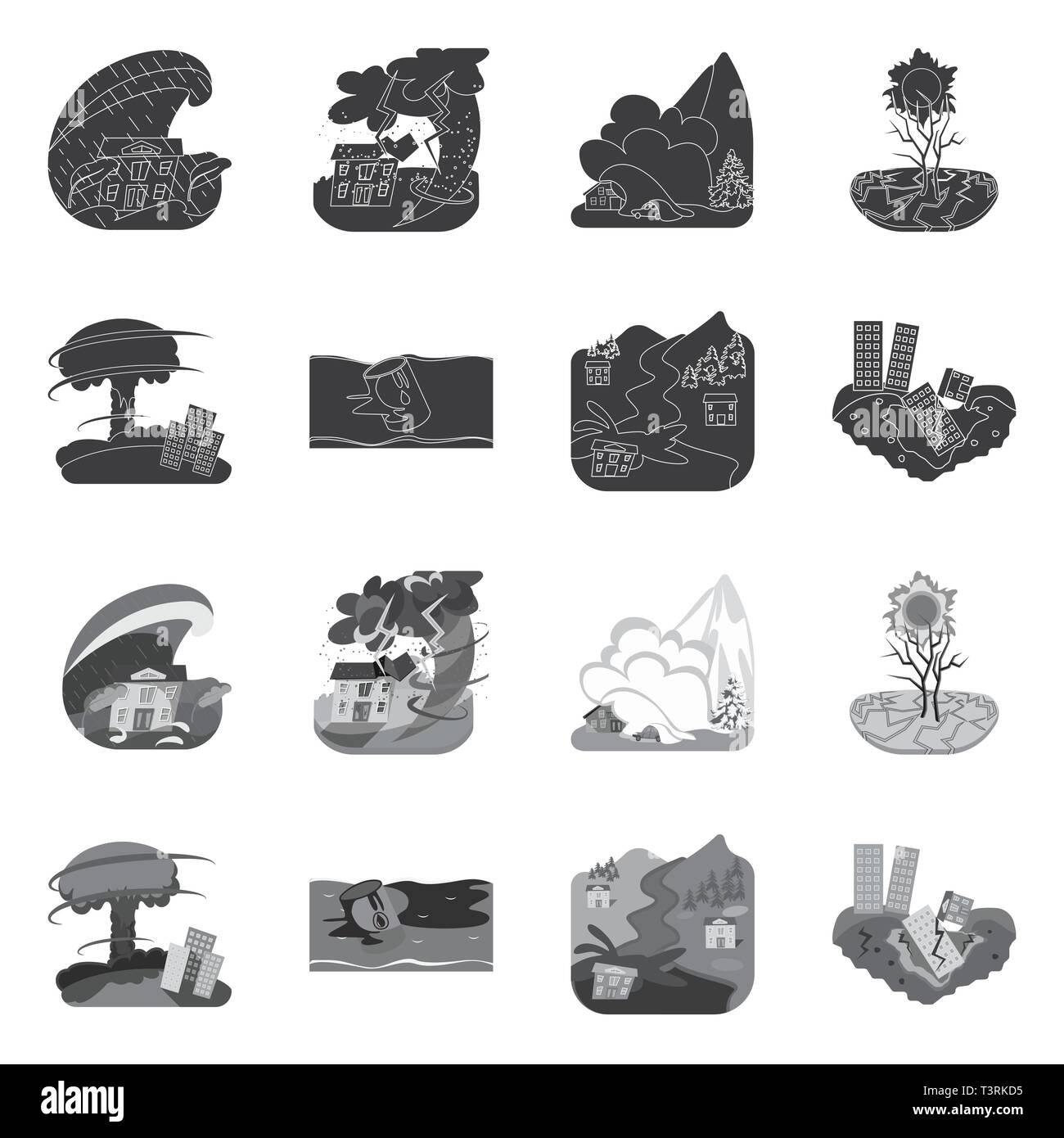 Vector illustration of weather and distress sign. Collection of weather ...