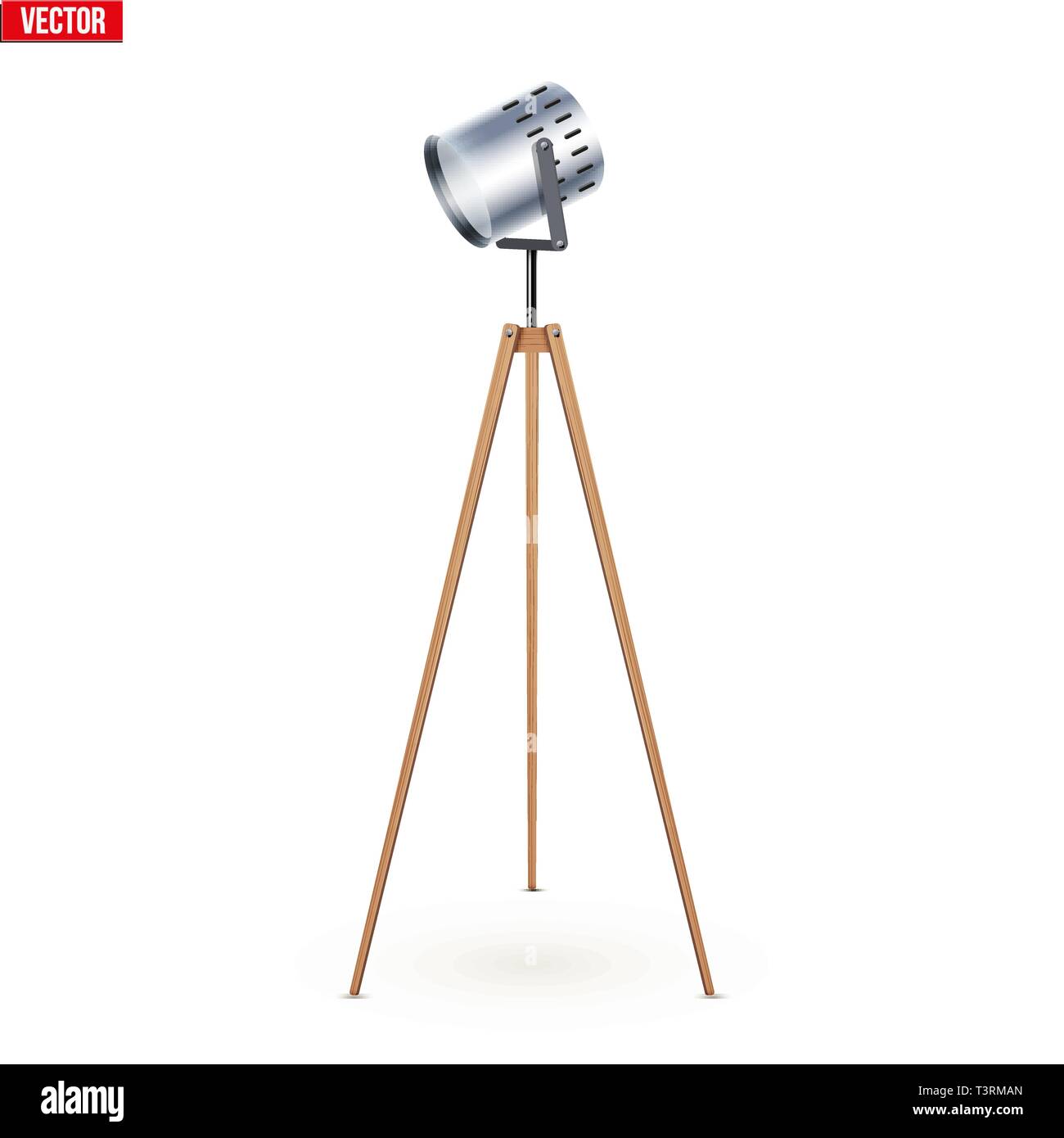 Decorative Spotlight Floor Lamp Tripod Stock Vector Art