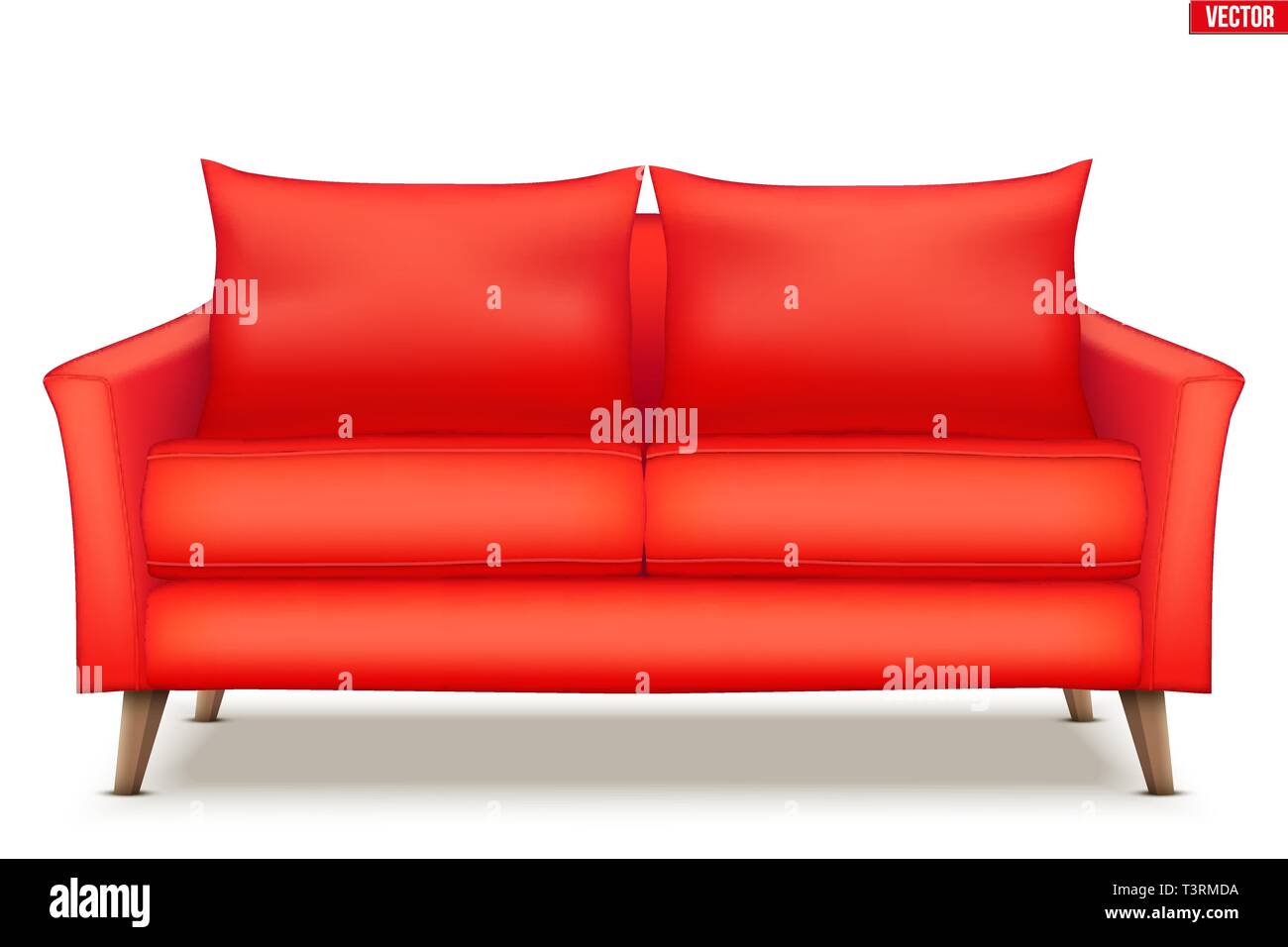 Modern red soft sofa Stock Vector