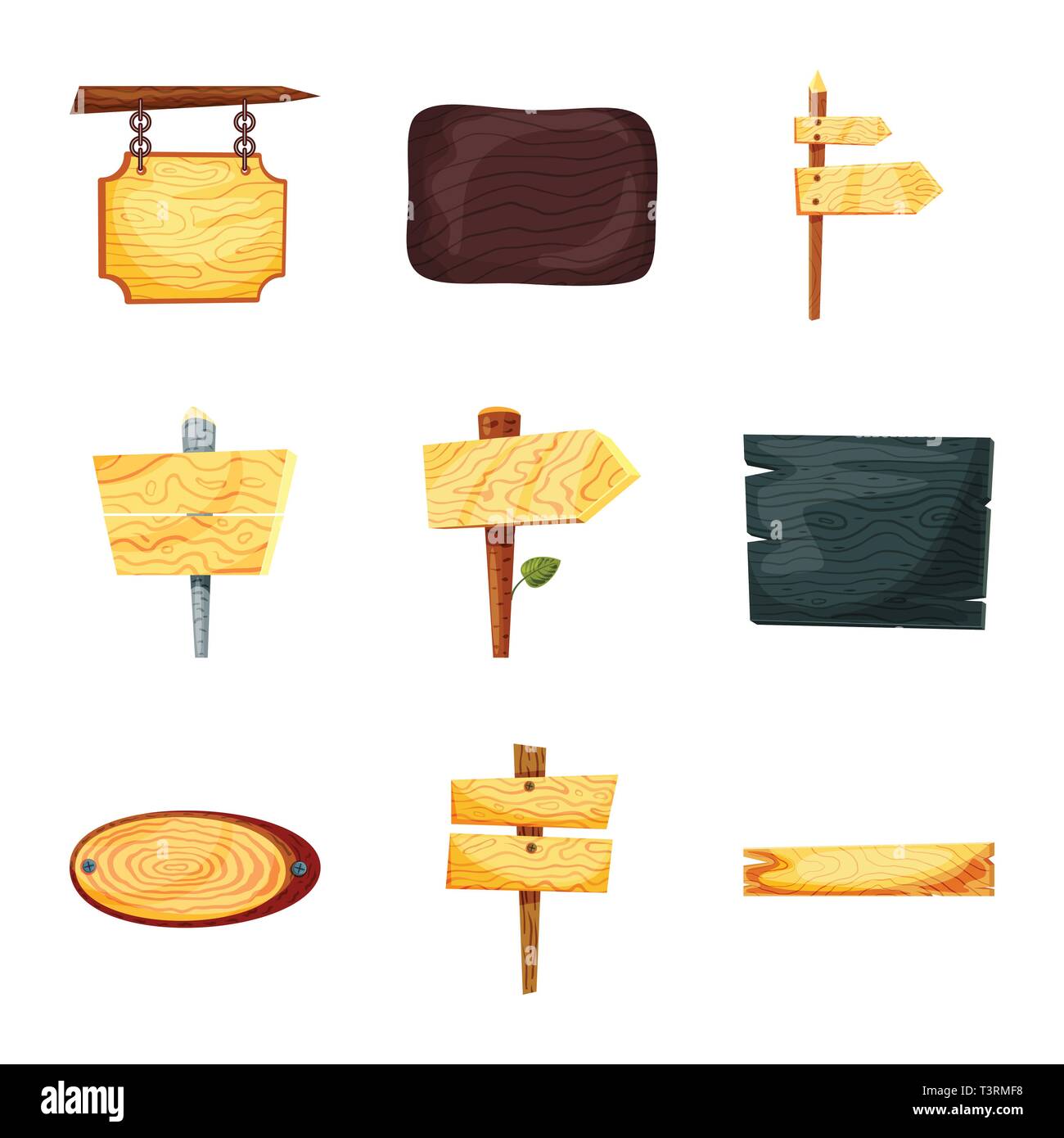 Vector illustration of signboard and wood icon. Collection of signboard ...