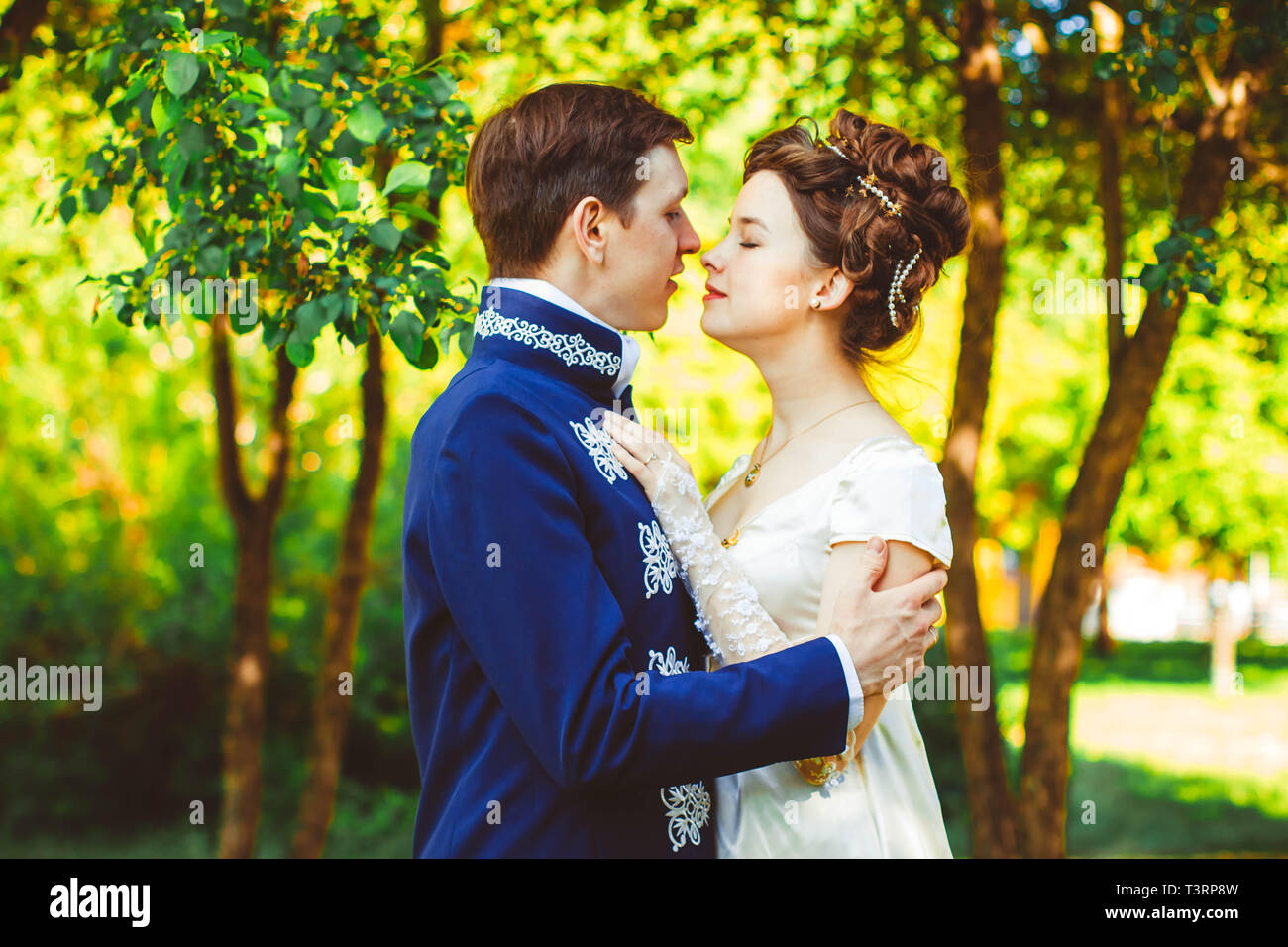 These romantic happy moments of wedding couple Stock Photo - Alamy