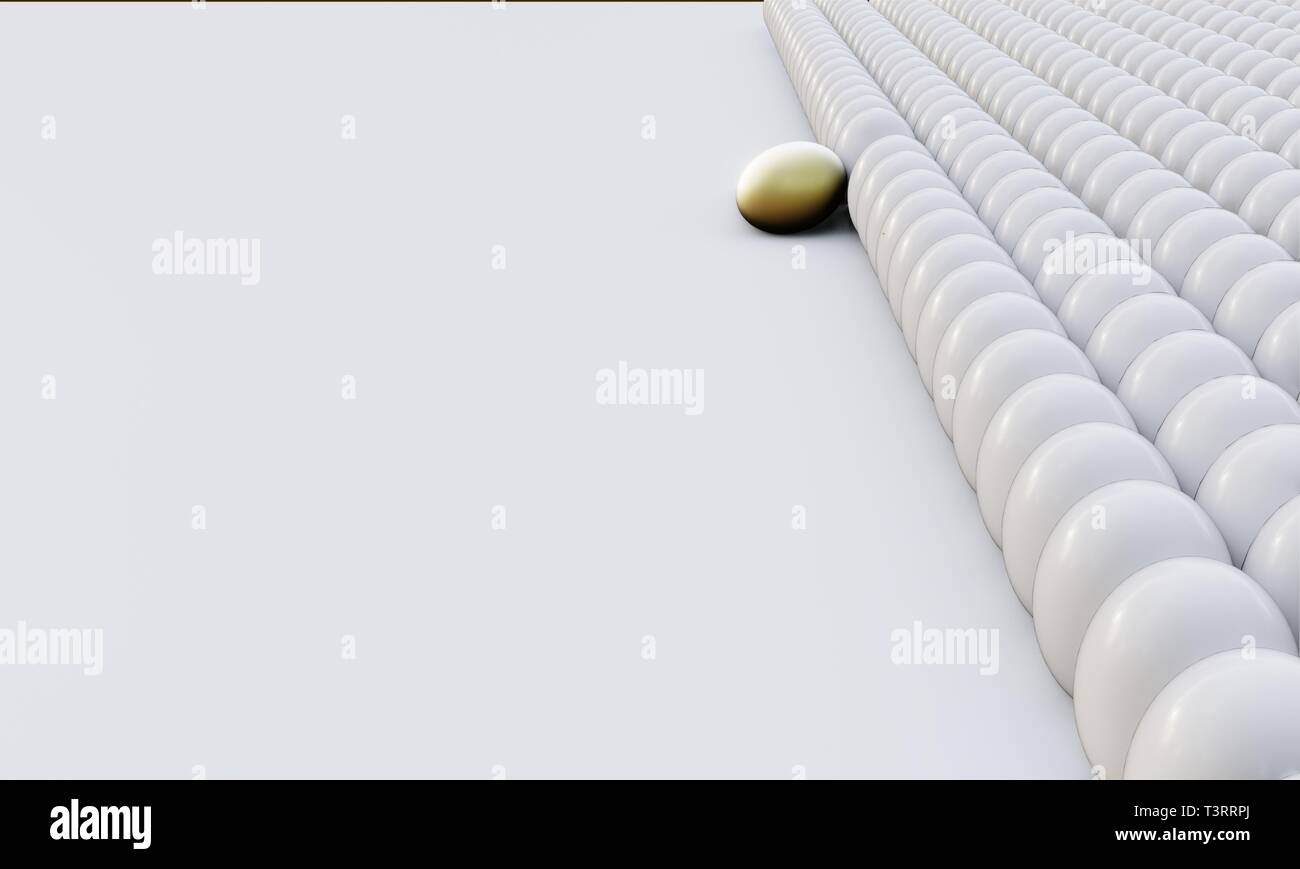 one gold egg lays among common white eggs Stock Photo Alamy