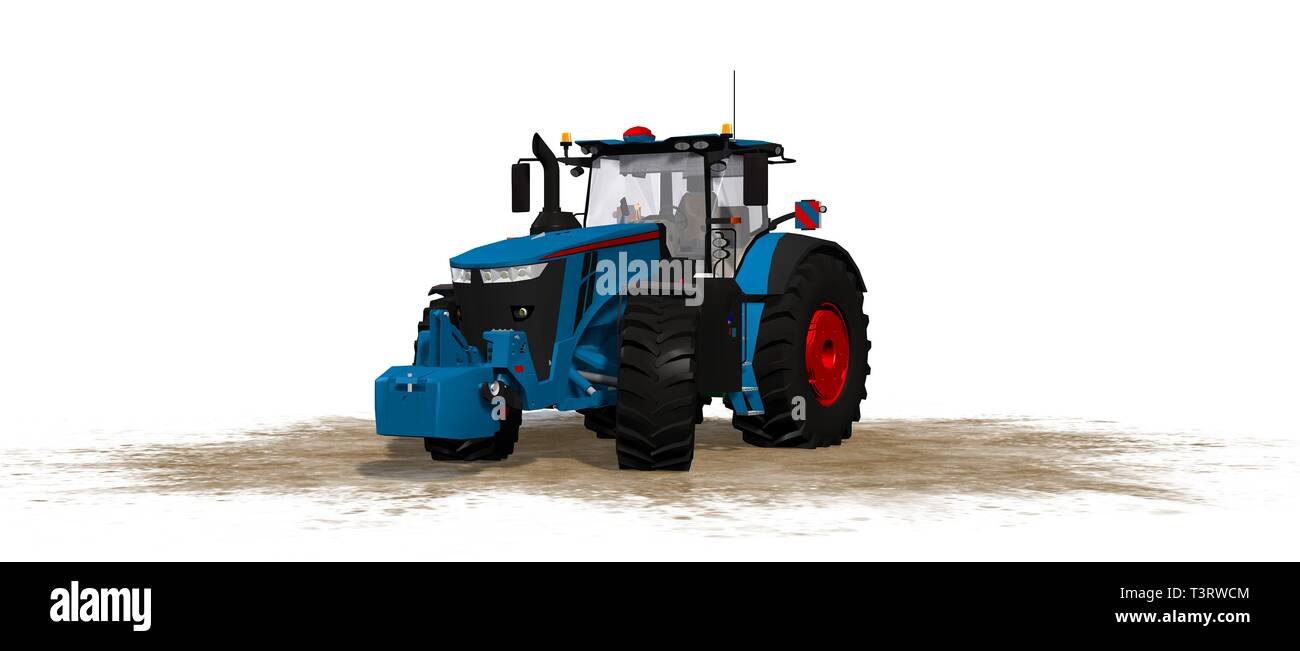Agricultural farming Tractor - isolated on white Stock Photo - Alamy