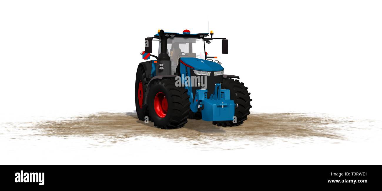 Agricultural farming Tractor - isolated on white Stock Photo - Alamy
