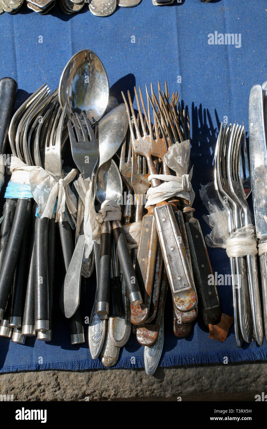Vintage rustic cutlery in hi-res stock photography and images - Alamy