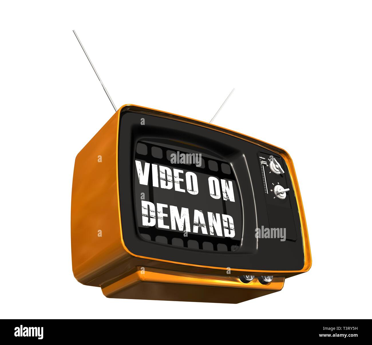 Retro old TV receiver - Video on Demand on the screen Stock Photo
