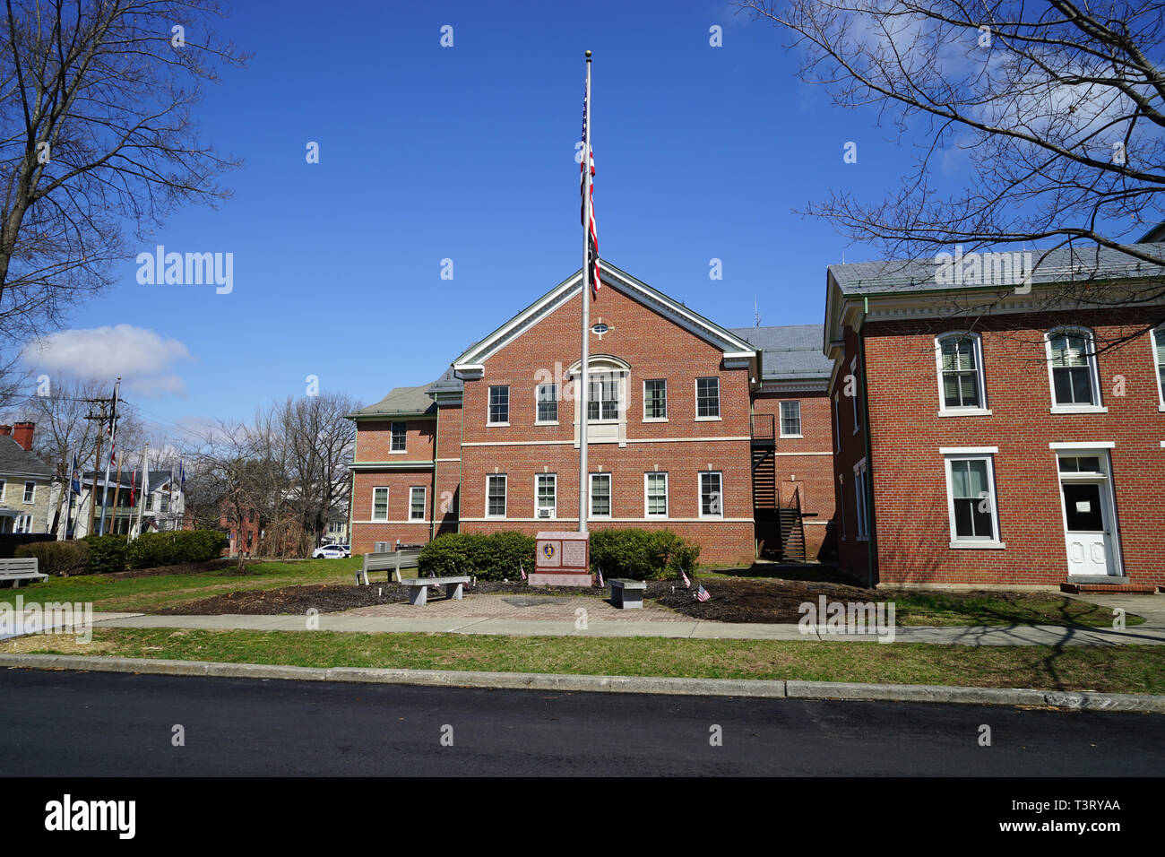 Exterior of the Warren County Courthouse in Belvidere, New Jersey. The