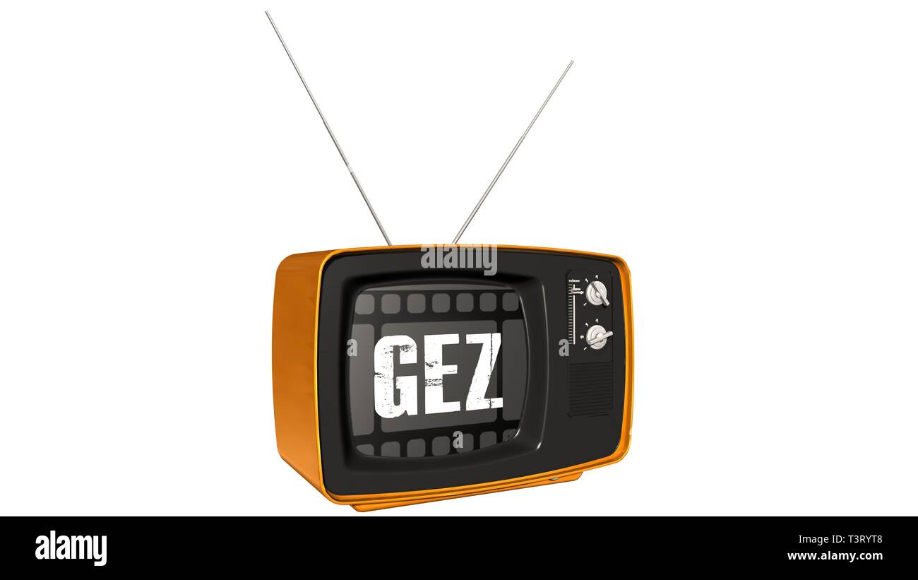 Retro old TV receiver - GEZ on the screen Stock Photo