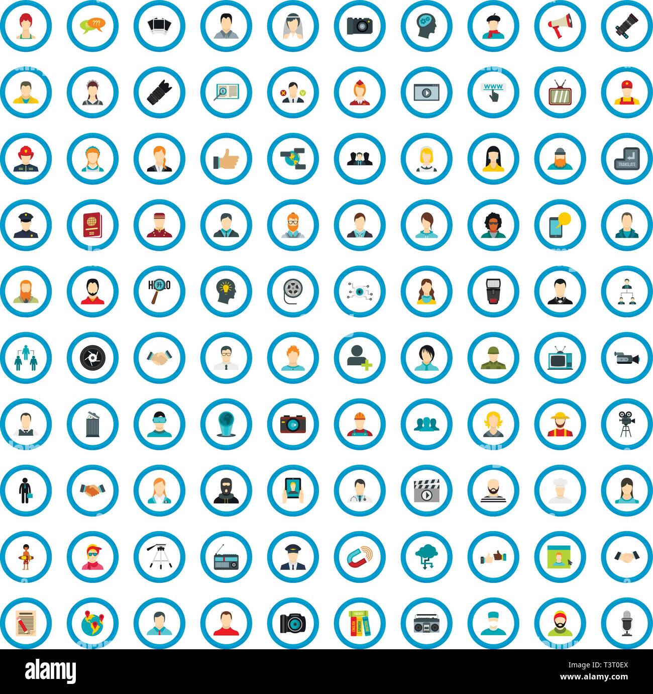 100 social media icons set, flat style Stock Vector Image & Art - Alamy