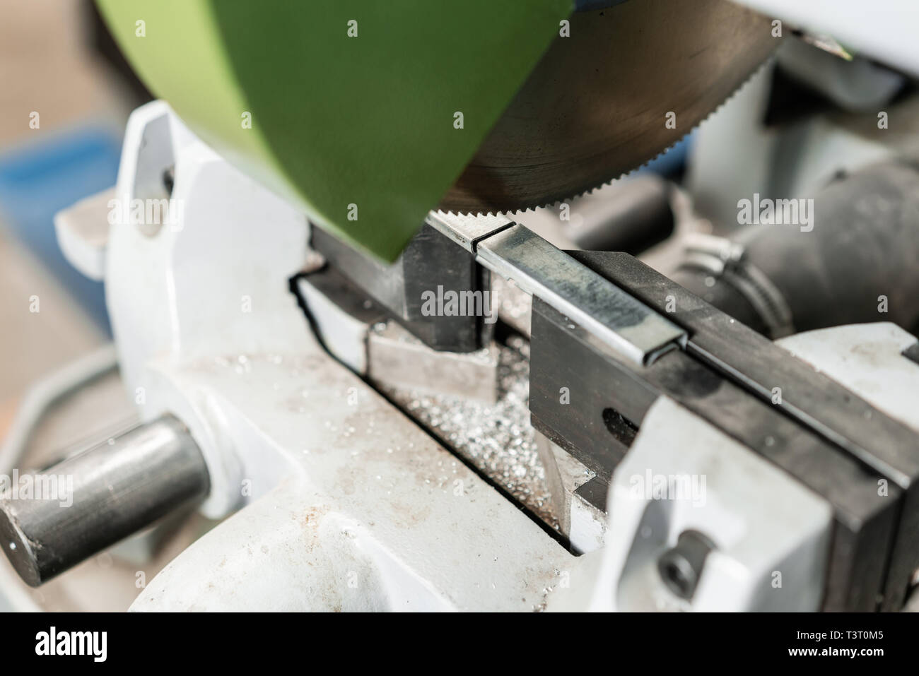 Circular saw machine. Cutting a metal and steel with with sharp ...