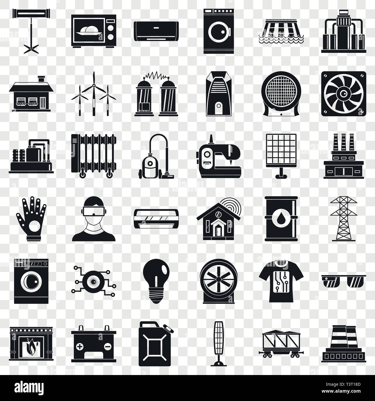 Electrical engineering icons set, simple style Stock Vector