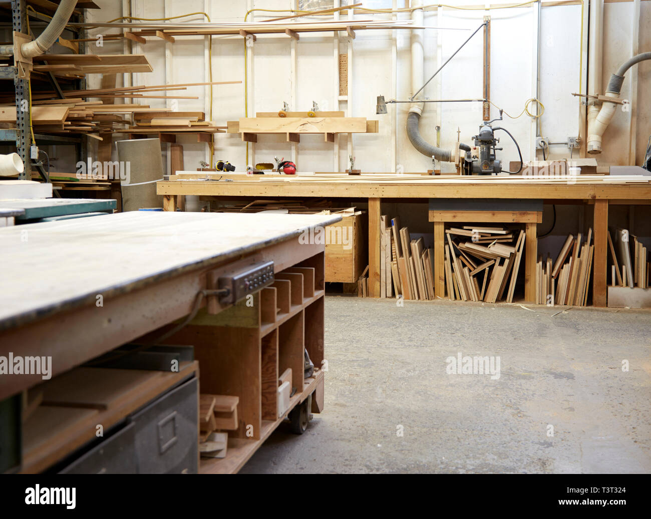 Wood Workbenches And Tools In Workshop Stock Photo 243318380 Alamy