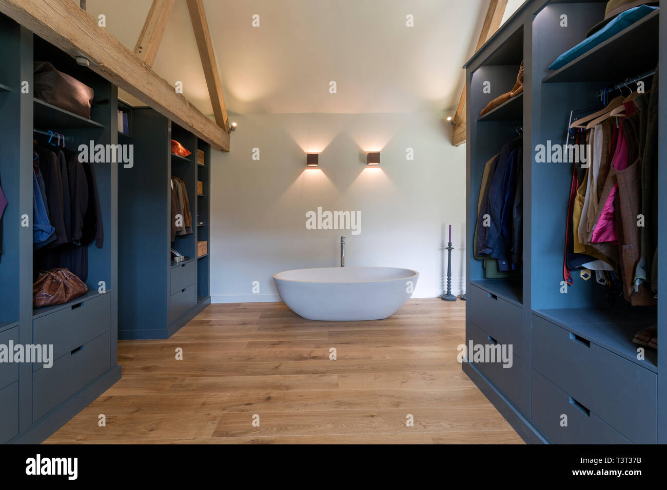 Closet And Bathtub In Modern Bedroom Stock Photo 243318527