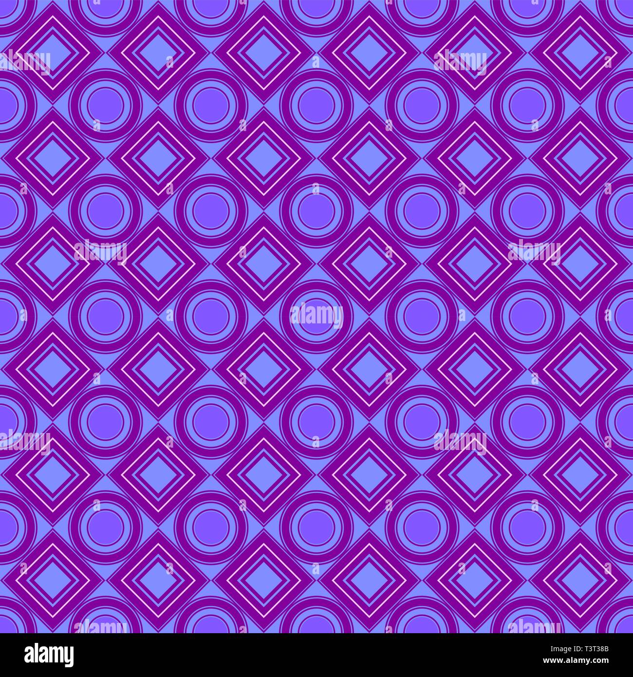 Vector seamless pattern. Purple, rhombus, square, circle, textiles. Modern stylish texture. Repeating geometric figures. Abstract background. Stock Vector