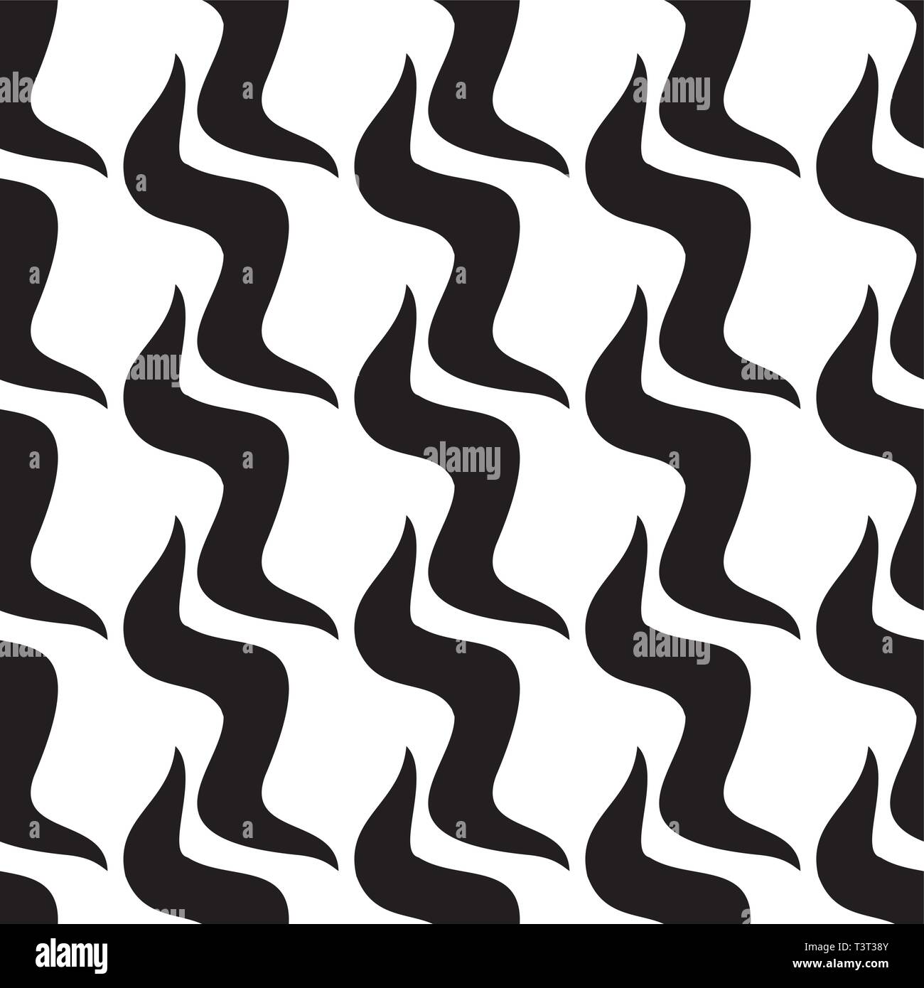 Seamless pattern, waves, curves. Black White Stock Vector