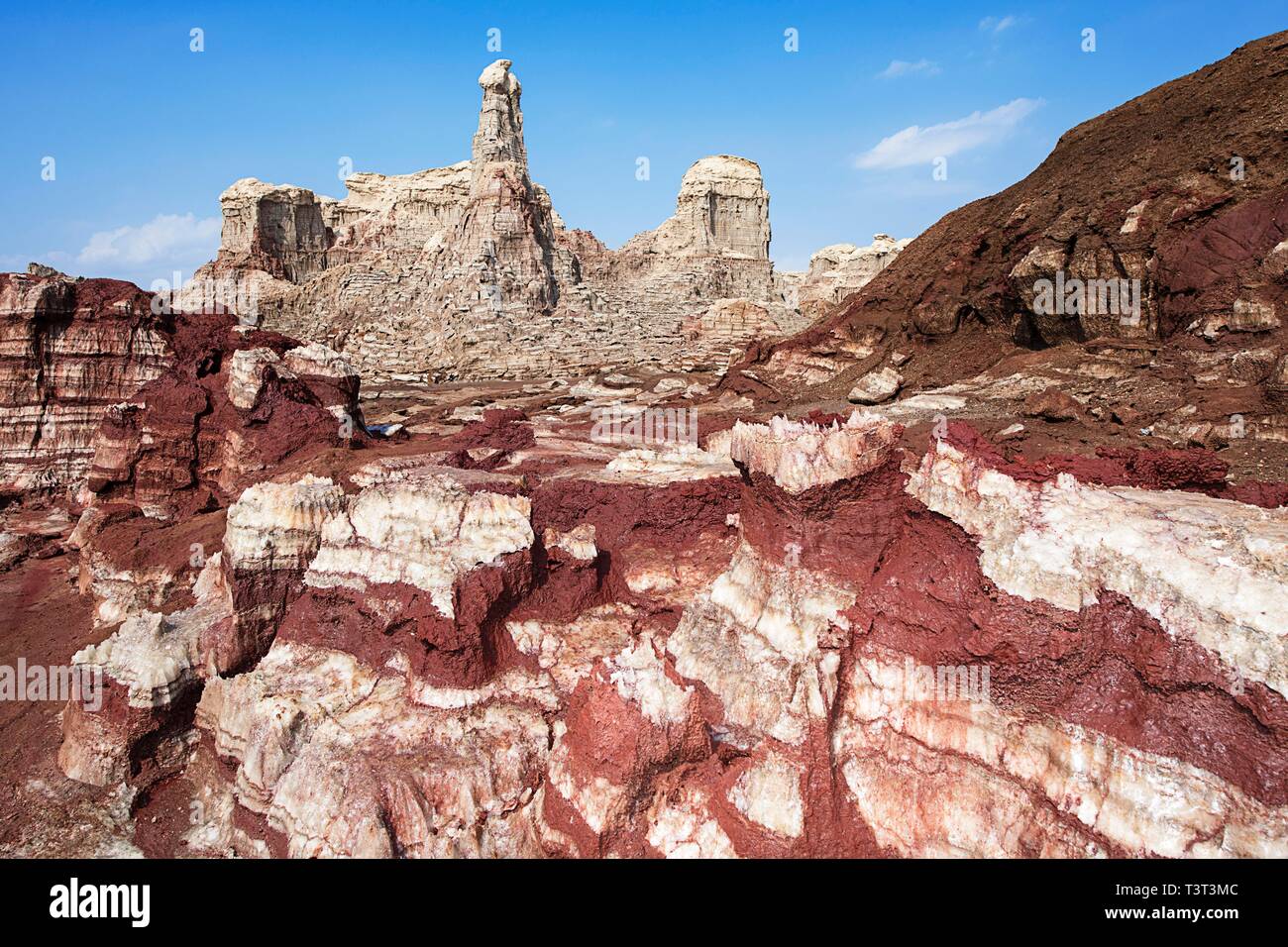 Bizarre rocky landscape with petrified salt layers at the edge of the ...