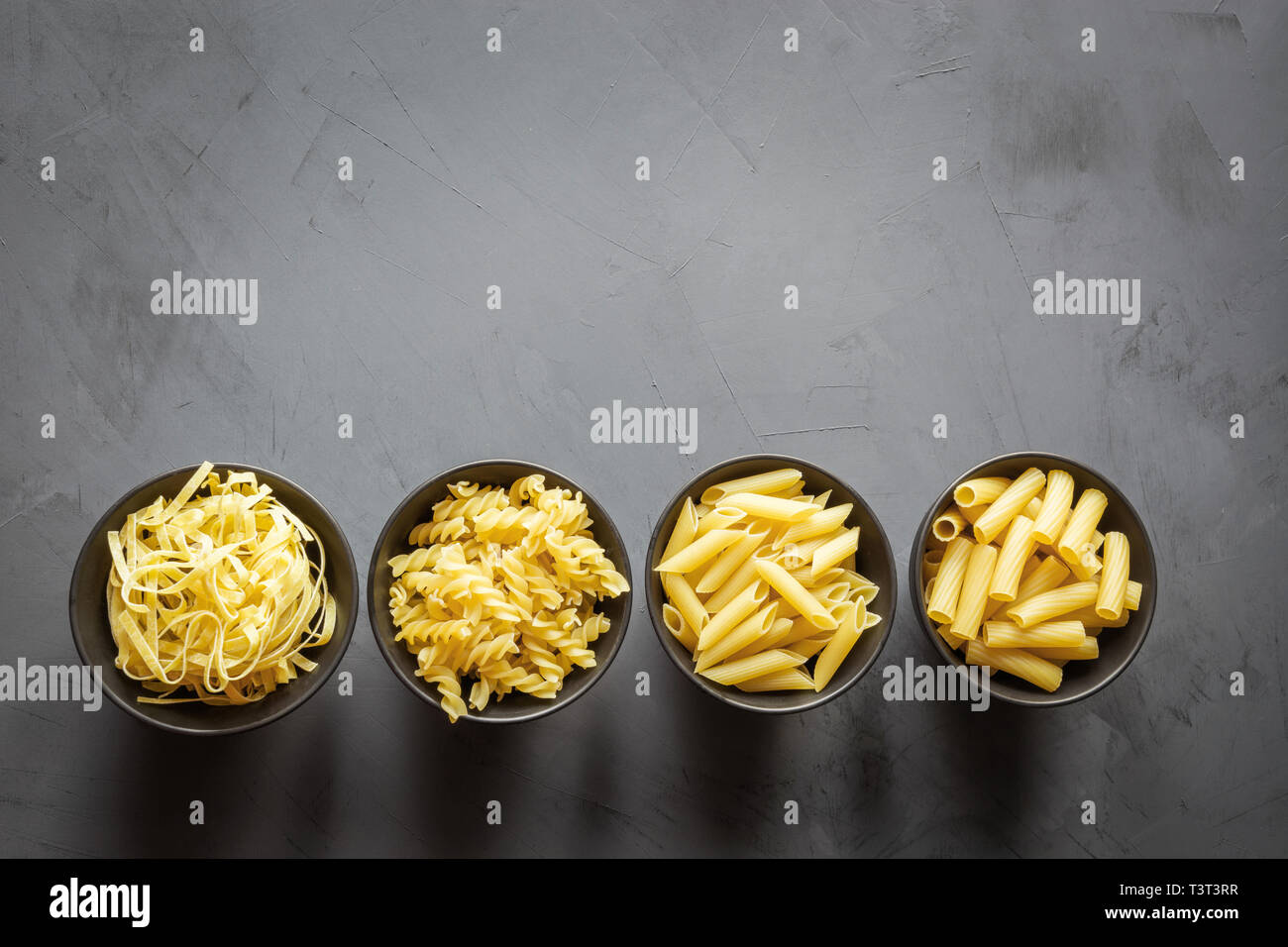 Different types of pasta from durum wheat varieties for cooking