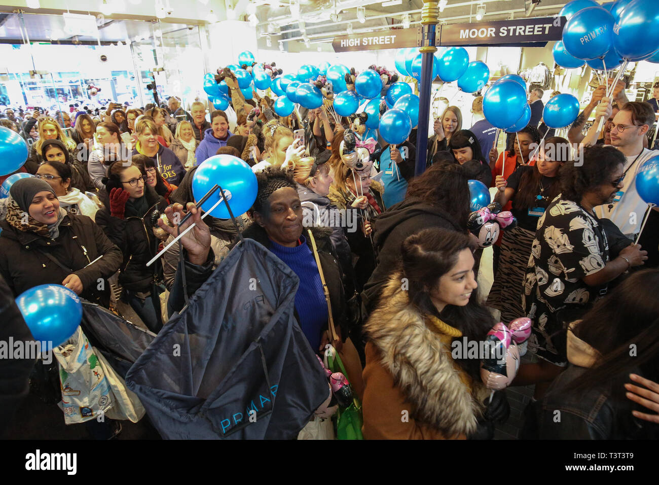 Crowds attend the opening of the world's biggest Primark store in Birmingham. Stock Photo