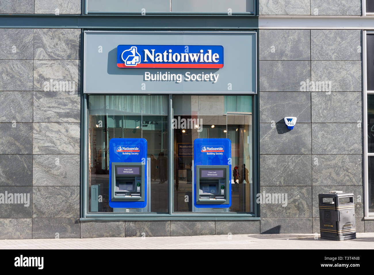 Branch of Nationwide Building Society with two atm cash points outside Stock Photo