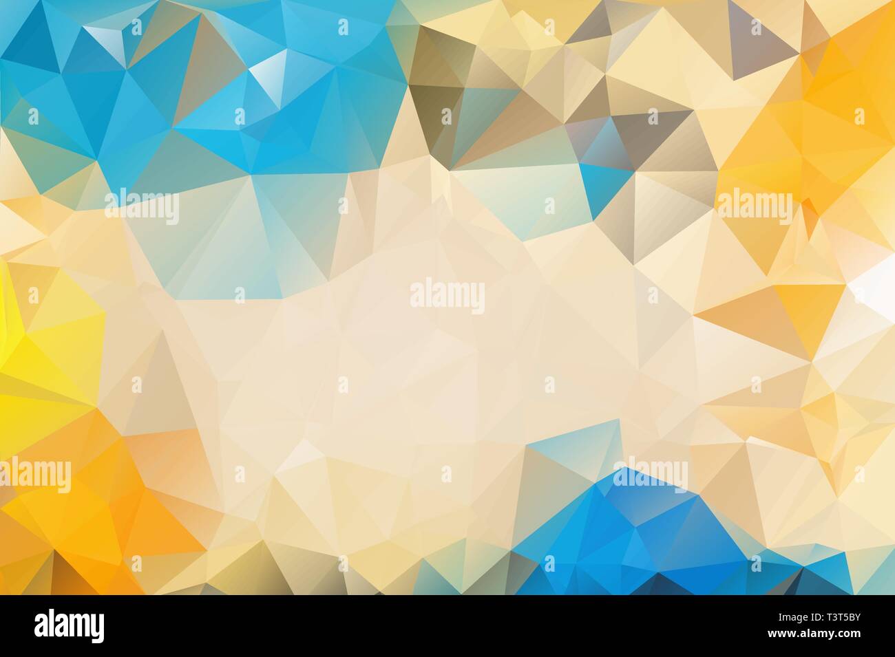 Colorful abstract background from triangles, blue and yellow gradient color. Summer colors Stock Vector
