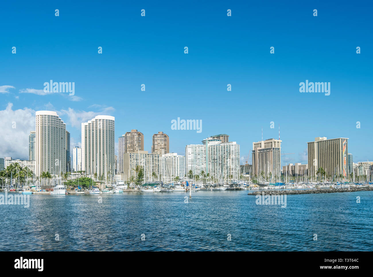 Honolulu city skyline over ocean, Hawaii, United States Stock Photo - Alamy
