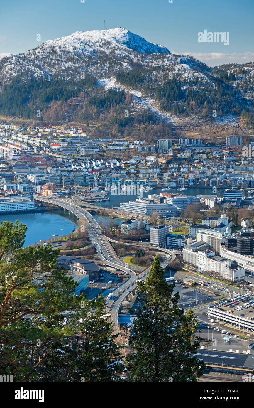 City view from Mount Fløyen Bergen Norway Stock Photo