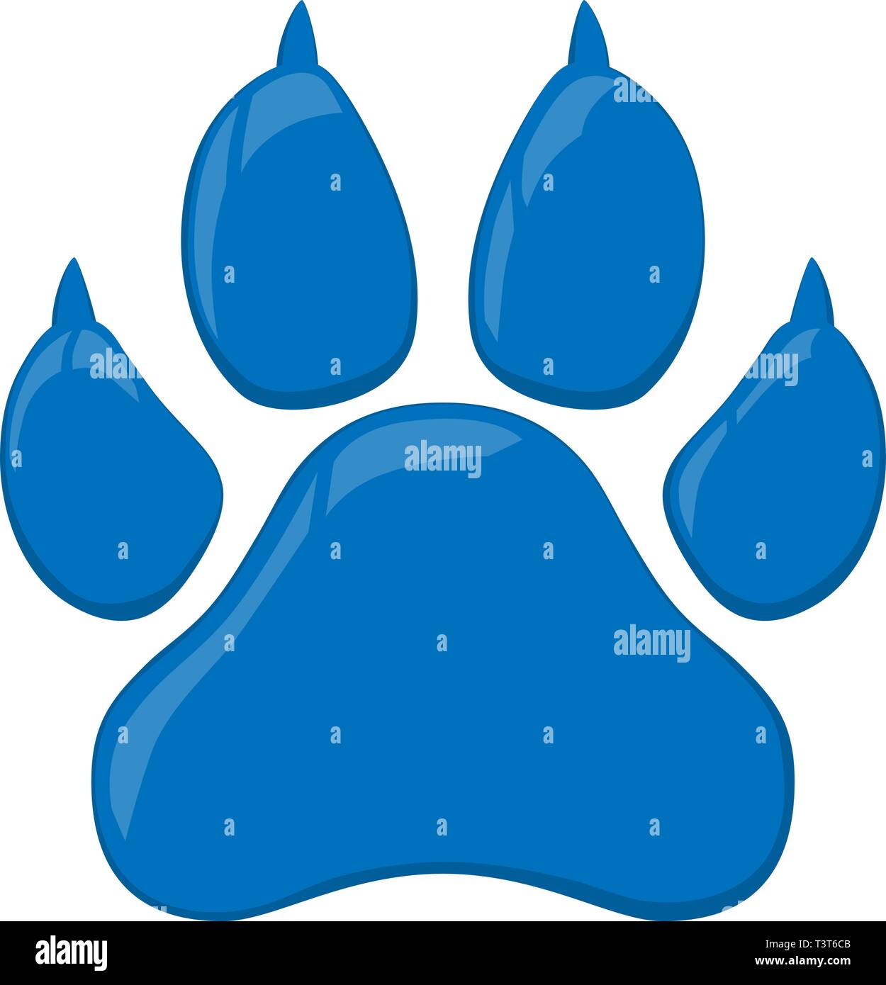 Blue wildcat paw print isolated vector illustration Stock Vector