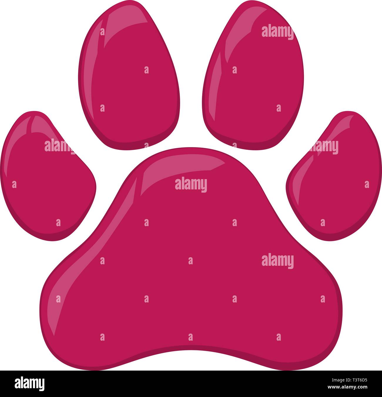 Pink cat or dog paw print isolated vector illustration Stock Vector