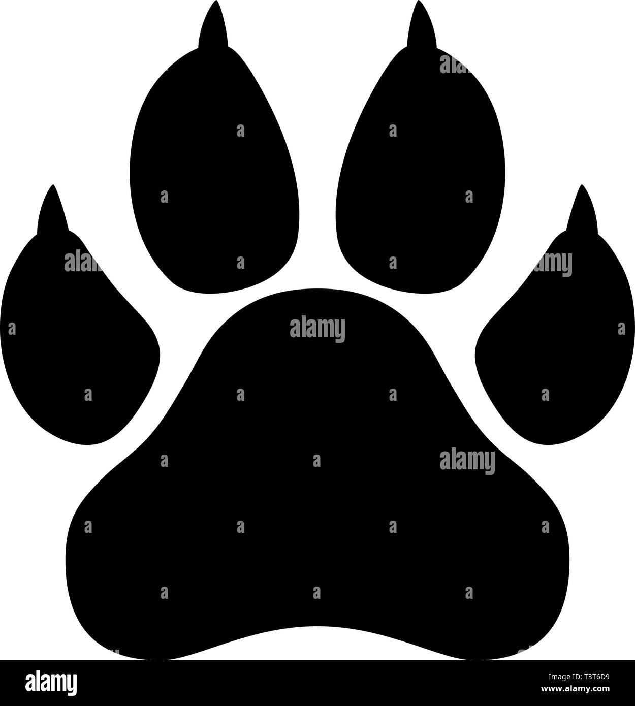 Wildcat paw print silhouette isolated vector illustration Stock Vector