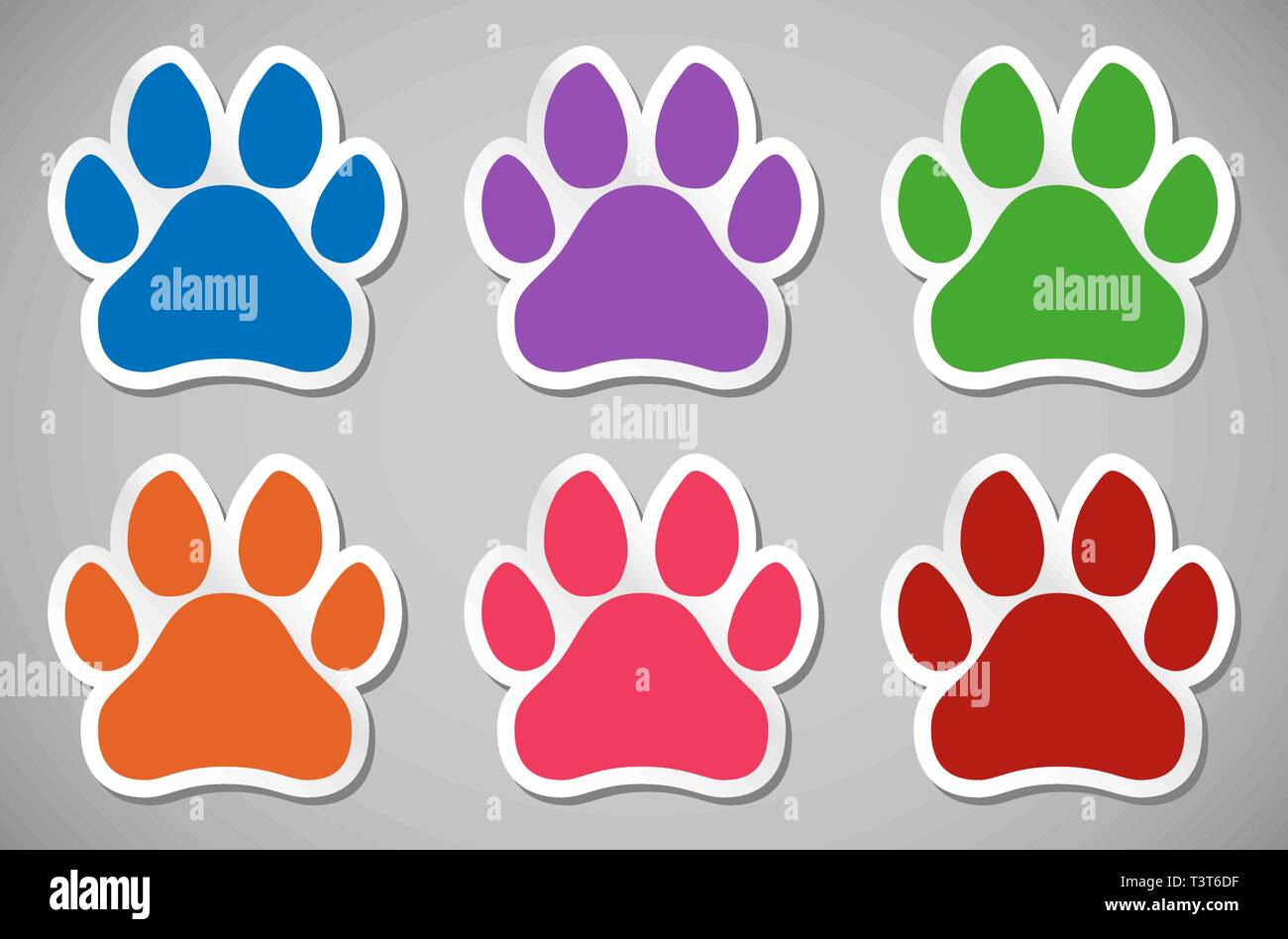 Animal paw print isolated vector illustration sticker Stock Vector