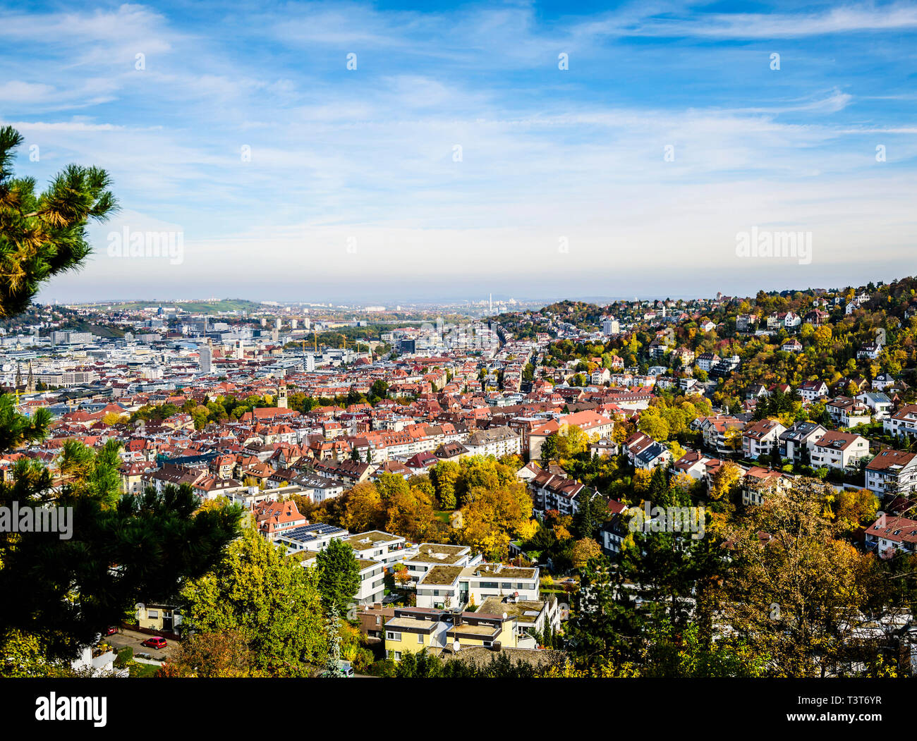 Aerial view of Stuttgart cityscape, Baden Wurttemberg, Germany Stock ...