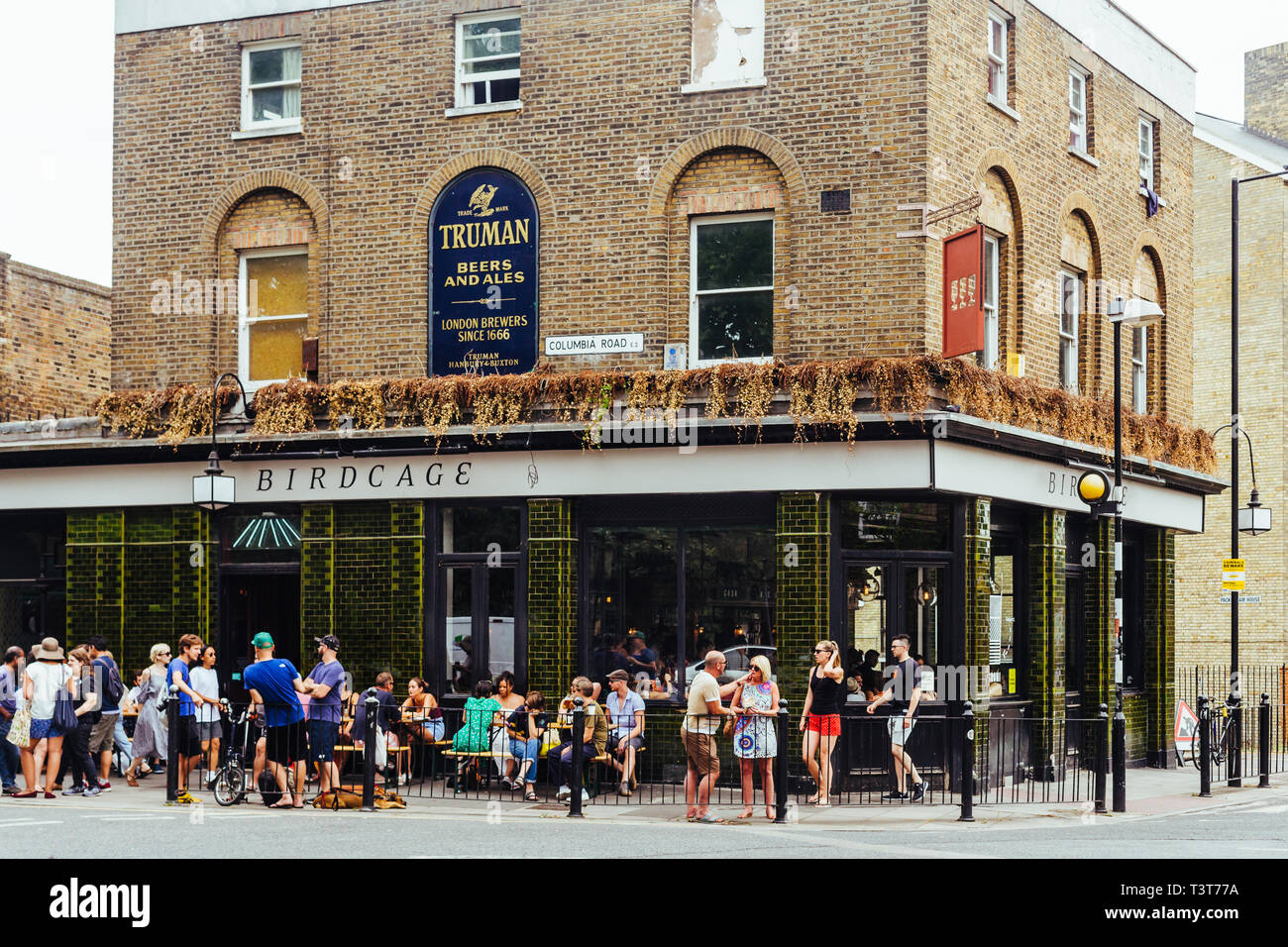 London/UK - July 21 2018: The Birdcage Pub on Columbia Road at the end of the flover market in the East London, UK. Stock Photo