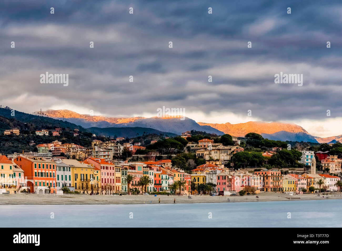 Celle Ligure speldido village in the province of Savona, on the western Ligurian coast overlooking the beaches directly on the sea dominated by the Apennine peak of the Beigua Park Stock Photo