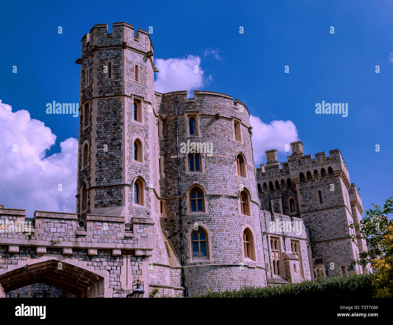 Medieval Windsor Castle, a warm autumn afternoon, beautiful view, against the blue sky, Windsor September 2, 2017, England Stock Photo