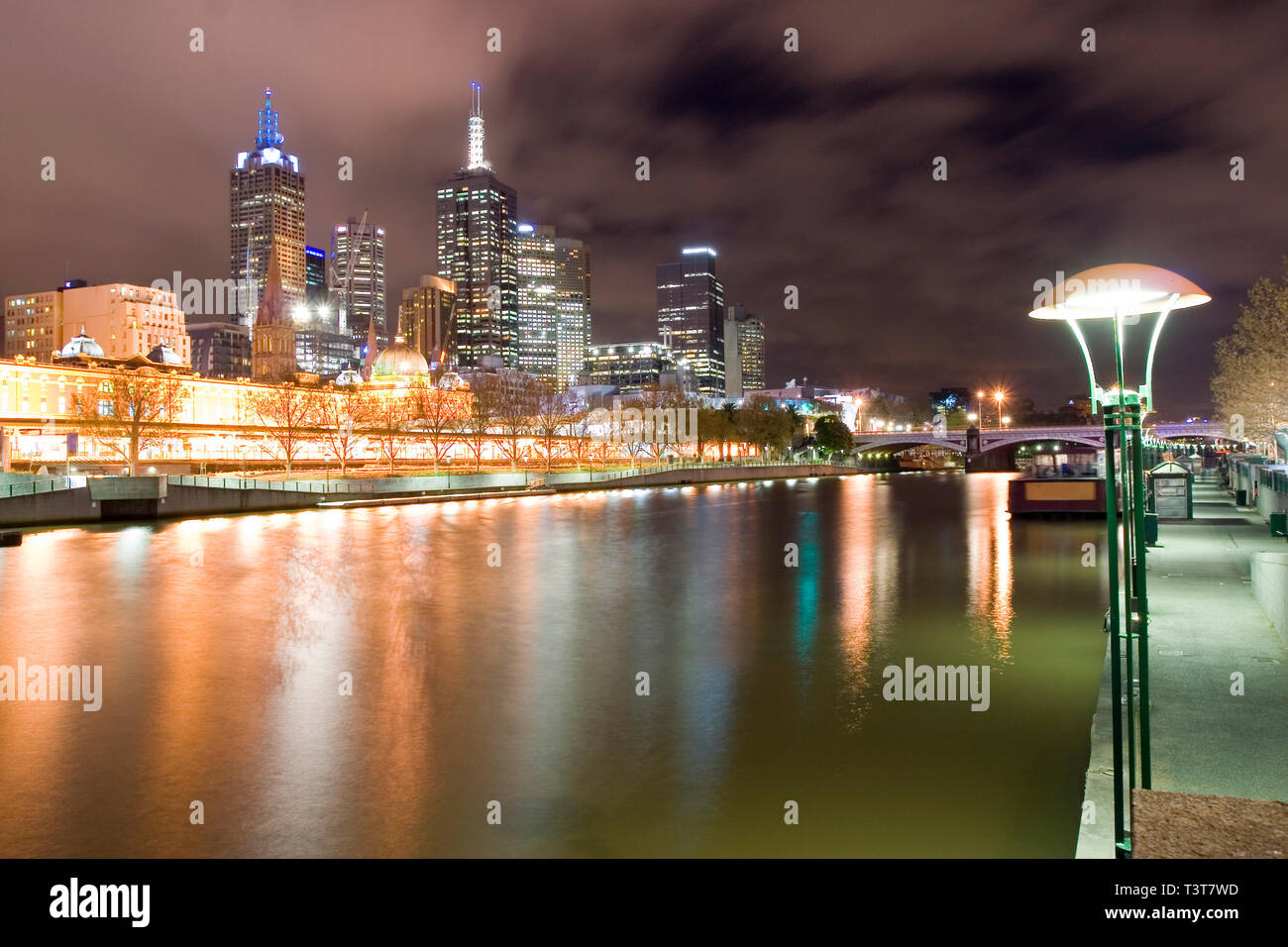 A view of Melbourne from Southbank looking over the Yarra River. Stock Photo