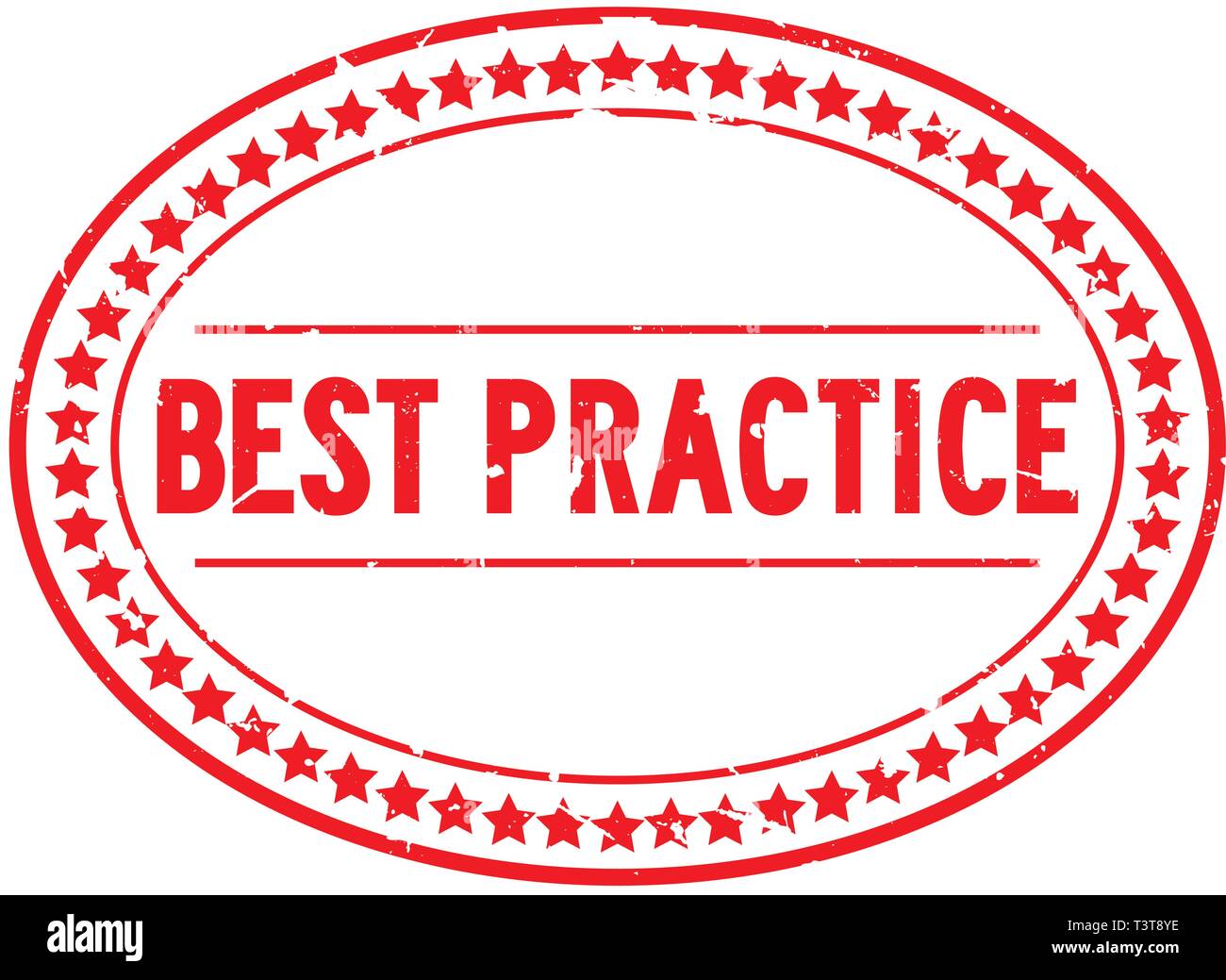 Grunge red best practice word oval rubber seal stamp on white background Stock Vector