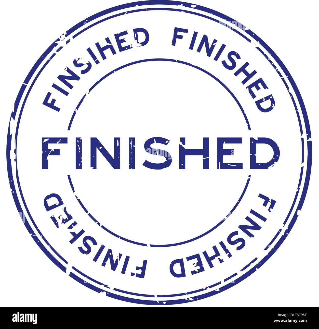 Grunge blue finished round rubber seal stamp on white background Stock ...