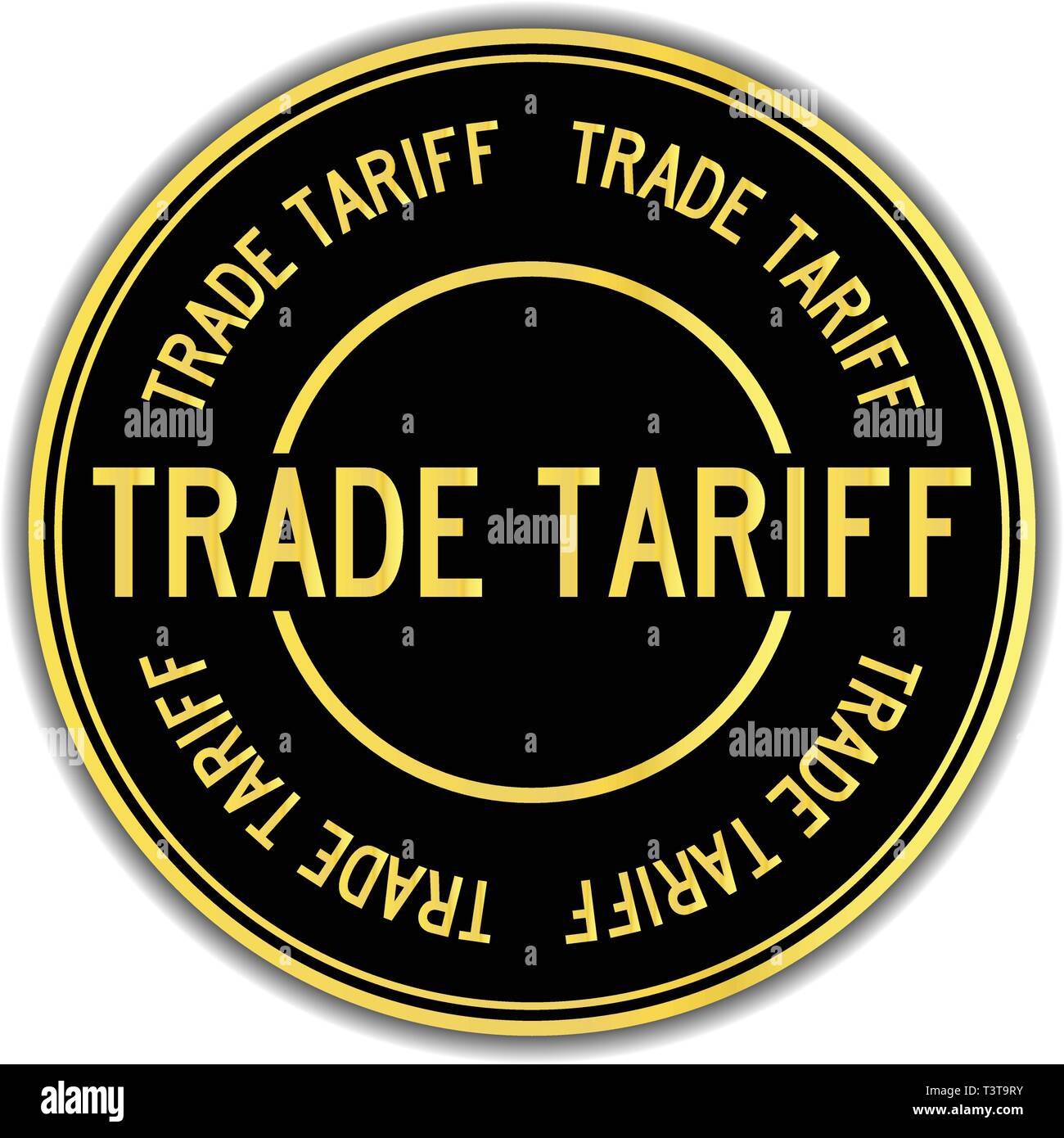 Black and gold color sticker in word trade tariff on white background Stock Vector