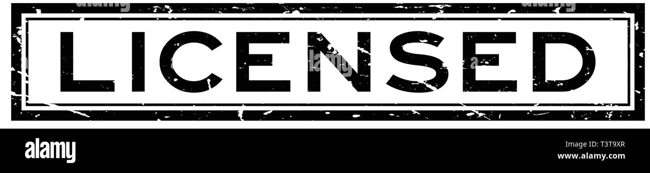 Grunge black licensed word square rubber seal stamp on white background ...