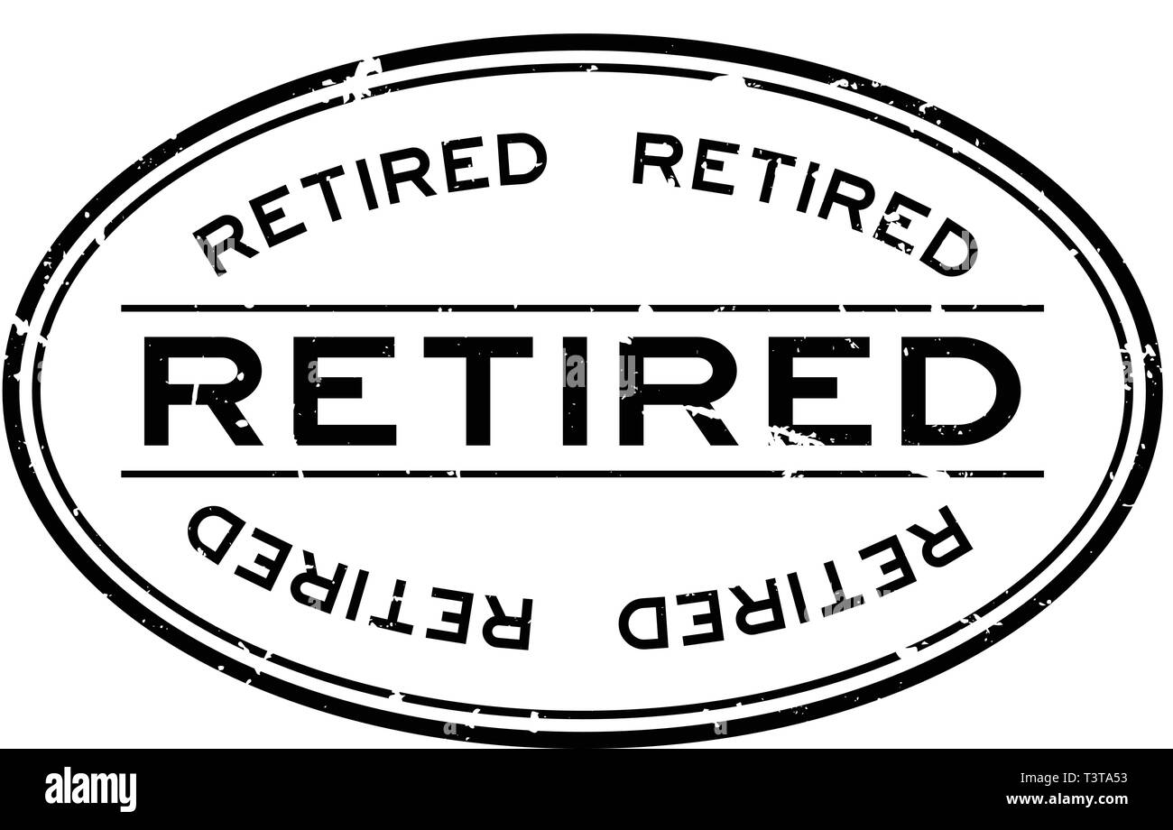 Grunge black retired word oval rubber seal stamp on white background ...