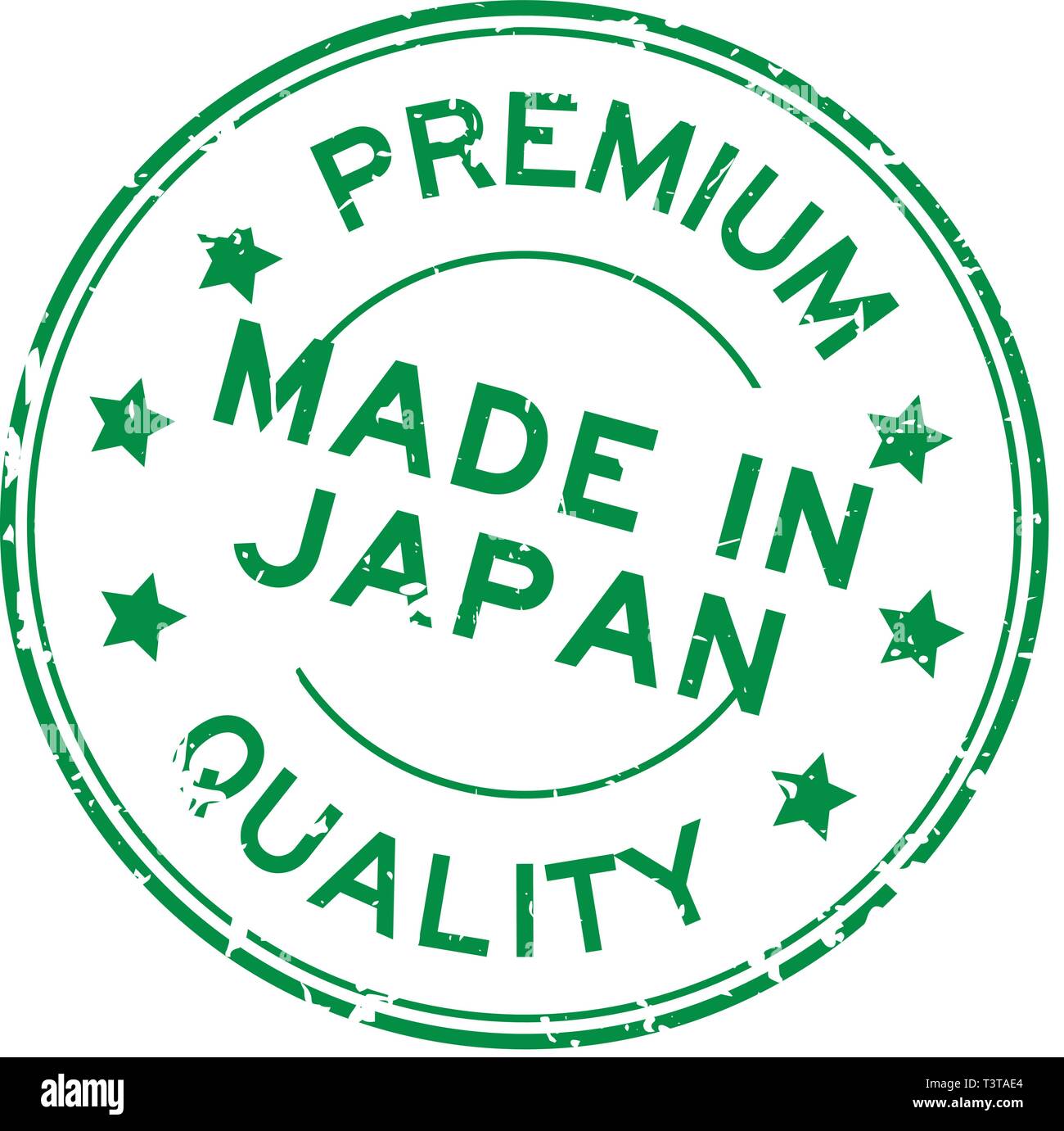 Grunge premium quality made in japan round rubber stamp on white ...